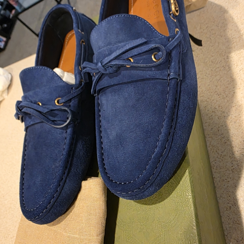 Men's Blue Suede Loafers